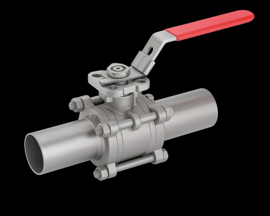 3-Piece Ball Valve – Extended Butt Weld – PN63